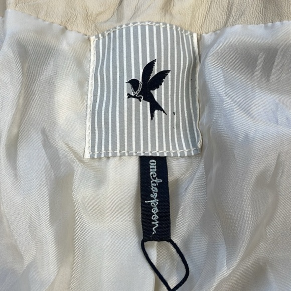 NWT One Teaspoon Vogue Washed Leather Jacket Ivory Beige Steampunk Sz 4 - Picture 8 of 15